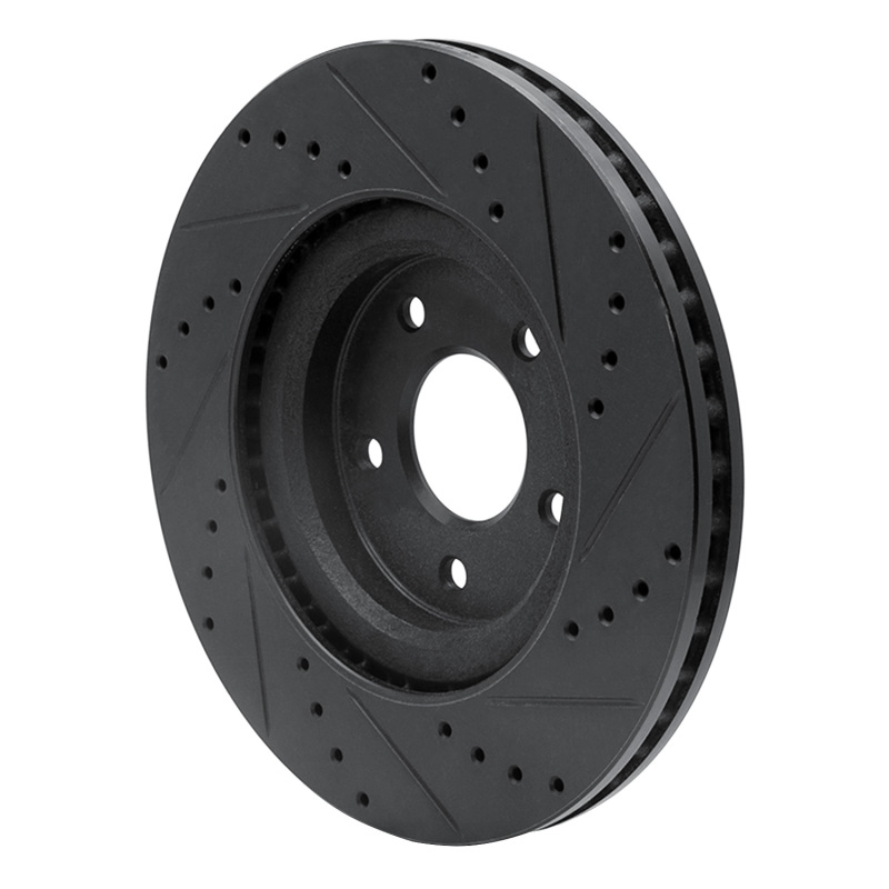 Nissan X-Trail Brake Rotor (1) - Front Left - R1 Concepts - Drilled & Slotted - Black - `14-`19